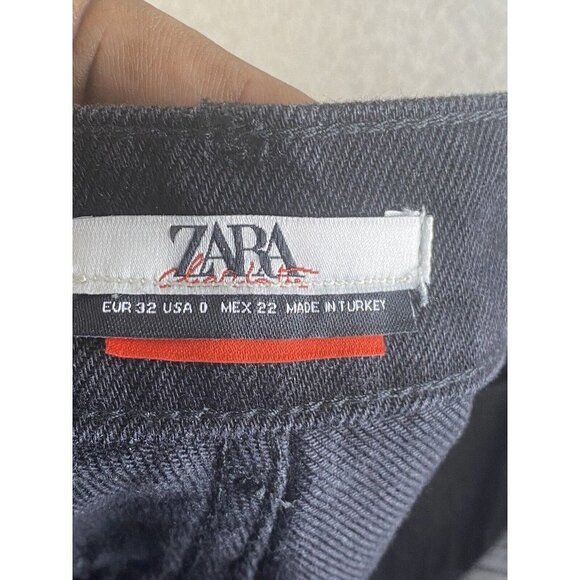 ZARA Womens Straight Leg Dark Wash Pockets‎ Size 0 Long - Picture 3 of 8